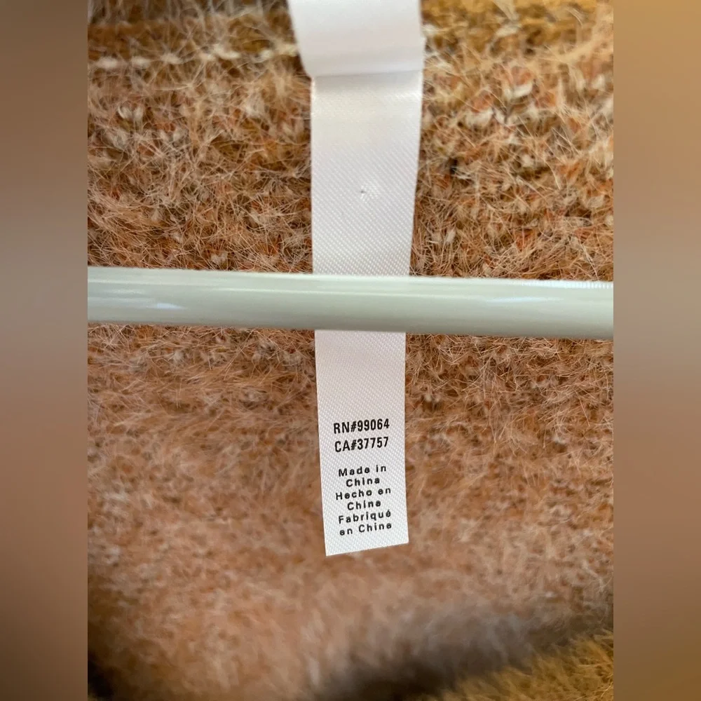 RVCA rare plaid v-neck cardigan women’s medium sweater brown tan cream unisex - Picture 3 of 10